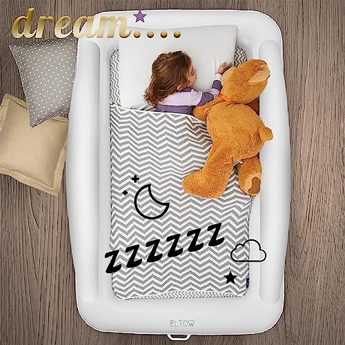 Black Inflatable Toddler Travel Bed with Safety Bumpers and Carry Bag T767