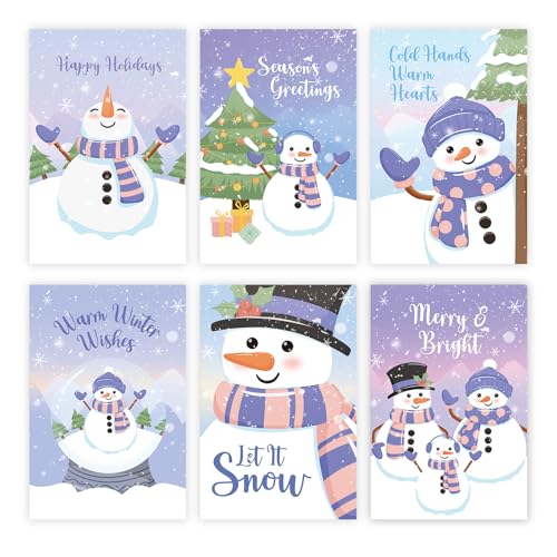 24 Cute Snowman Christmas Cards Set with Envelopes, 4x6 Inch T9766