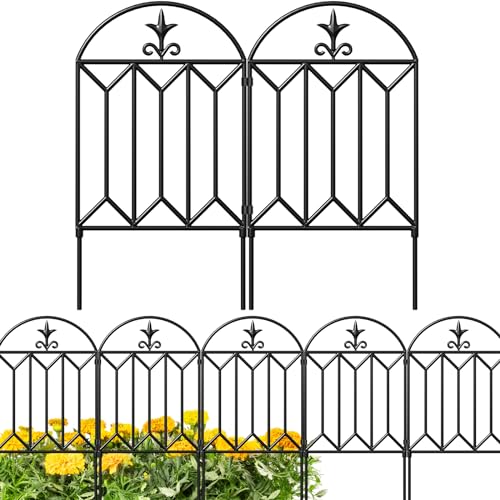 10 panels Decorative Garden Fences and Borders 24in(H)×10ft(L) No Dig Metal Fence Panel O674770