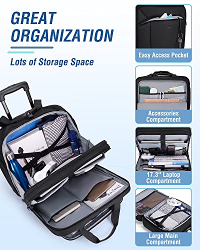 Black 17.3 Inch Rolling Laptop Bag D7687