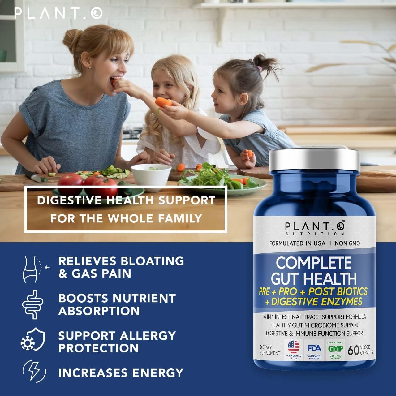 4-in-1 Prebiotic Probiotic & Postbiotic 60 capsules V1322