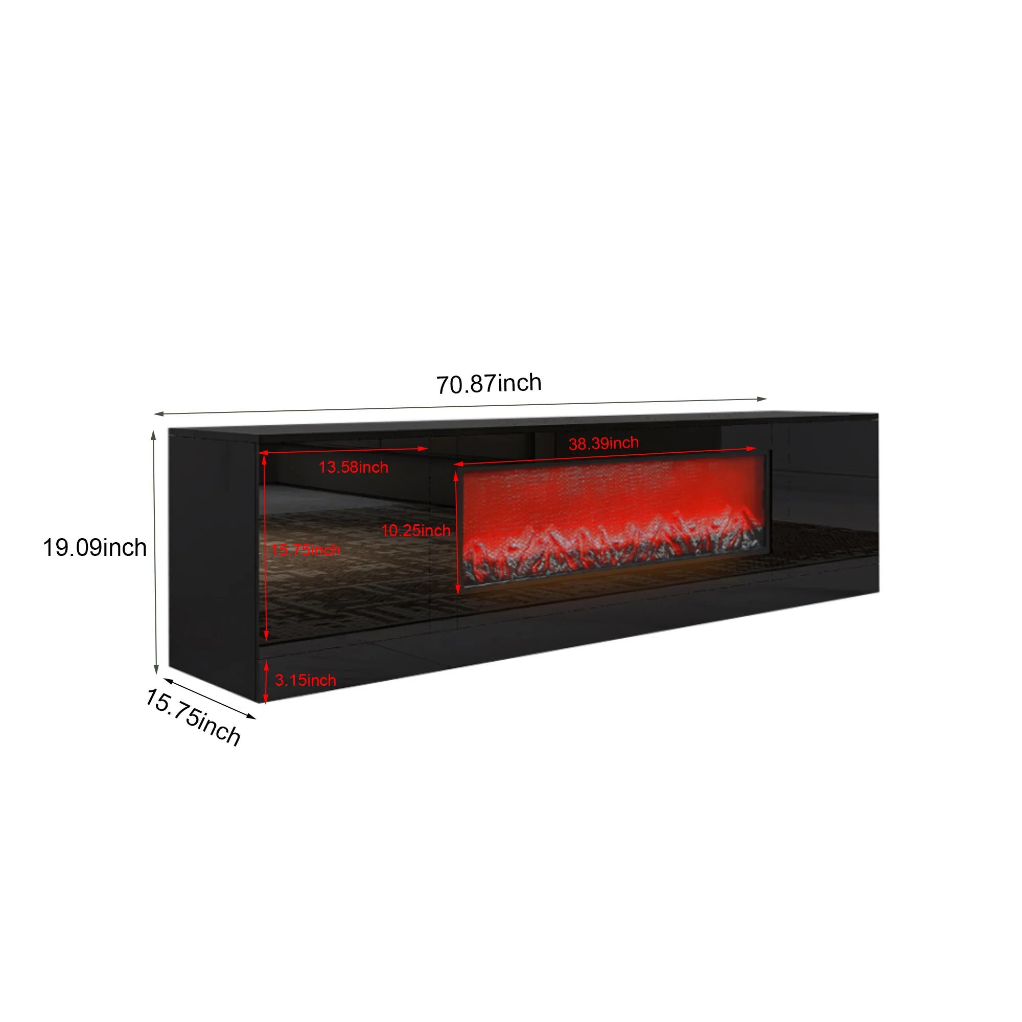 Black Electric Fireplace TV Stand G503224