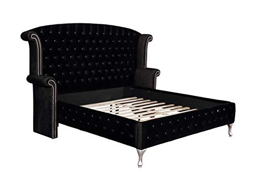Queen Tufted Upholstered Bed Black V538
