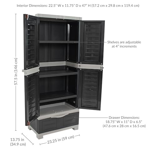 Lockable Storage Cabinet with 3 Adjustable Shelves - 57.5" H - Shadow C5323