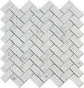 Carrara White Marble Herringbone Mosaic Tile Q709