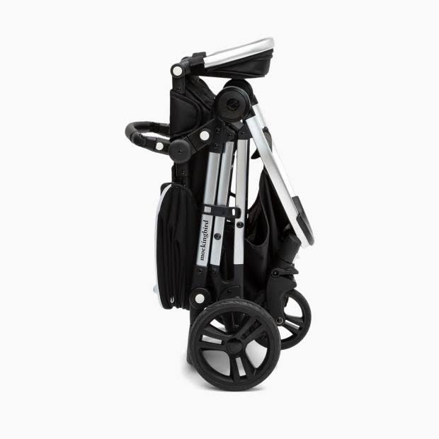 Single Stroller in Sea/Windowpane Canopy/Black Leather P5428