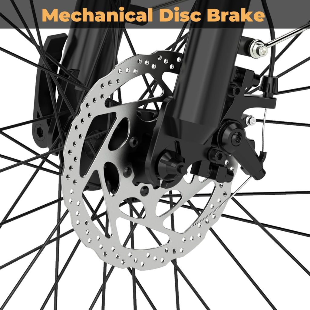 26" Step-Through Electric Bike, Top Speed 20MPH, Front Suspension, Mechanical Disc Brake F7611