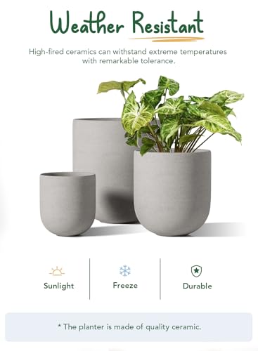White Ceramic Plant Pots Set of 3 I223