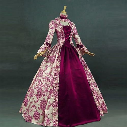 Victorian Rococo Dress Lace Trumpet Sleeve Vintage Dress K759