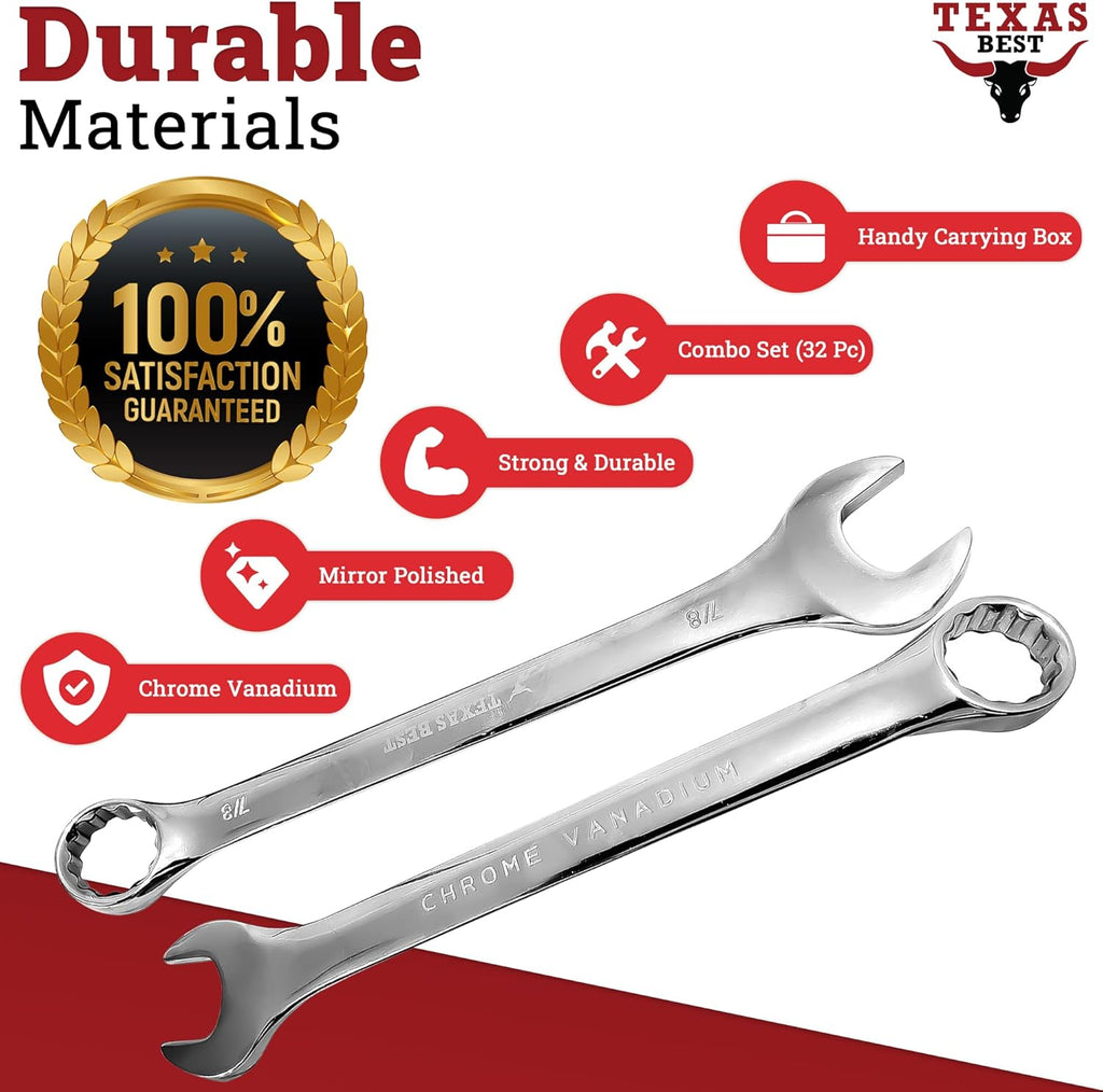 32 Pc Chrome Vanadium Steel Combination Wrench Set J27049