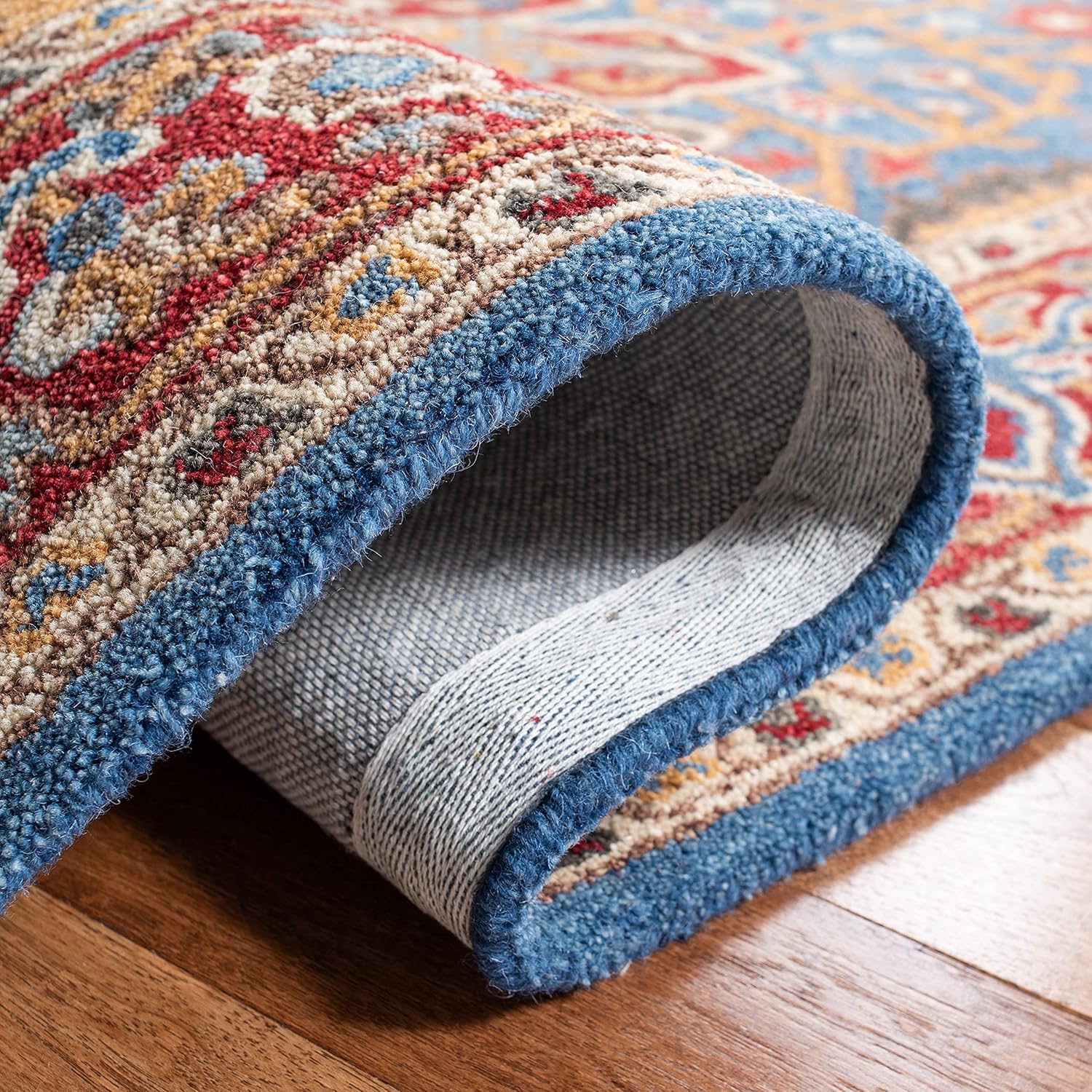 8' x 10' Red Blue Handmade Traditional Oriental Wool Area Rug G28158