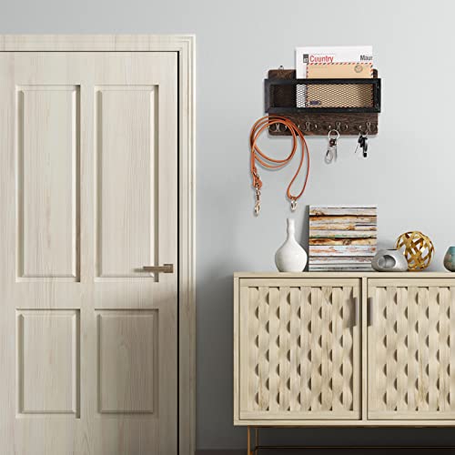 Grey Wooden Wall Key Rack with 4 Double Key Hooks V1863