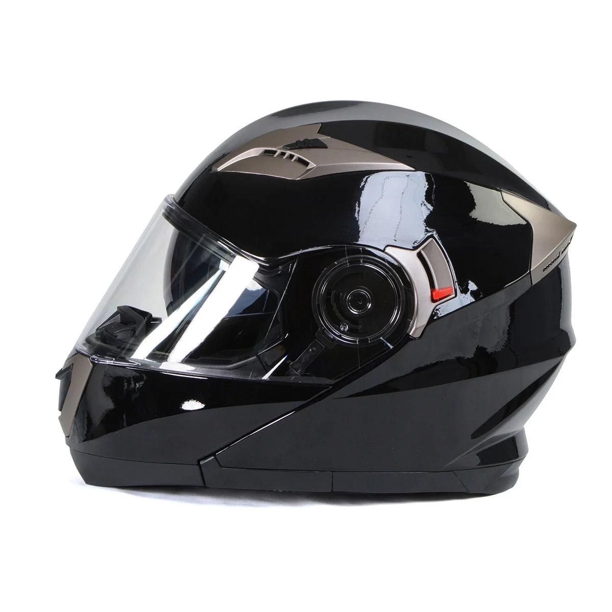 Gloss Black Motorcycle Modular Helmet with Drop Down Visor Medium I193924