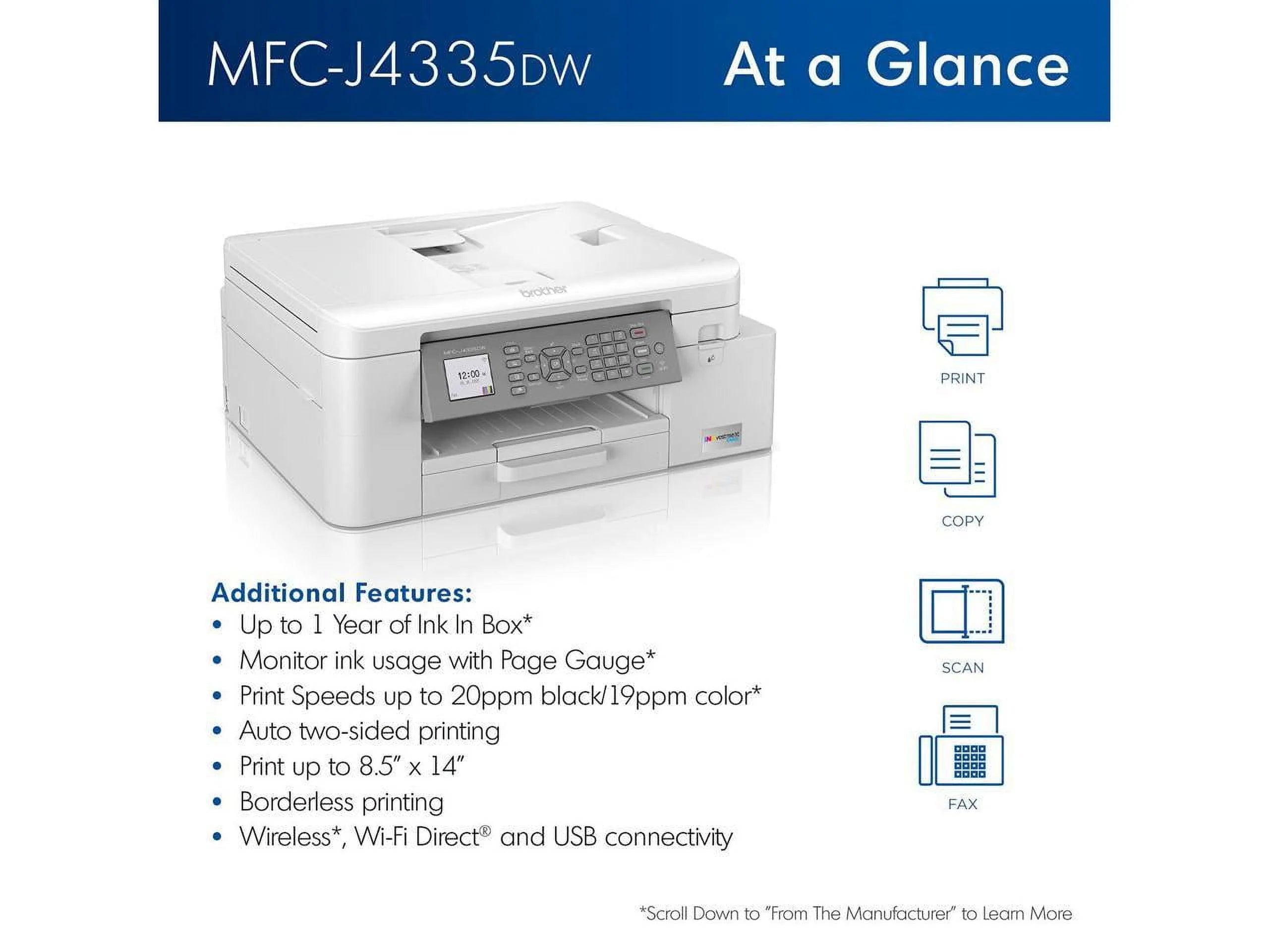 Color Inkjet Printer with Duplex and Wireless Printing G9698