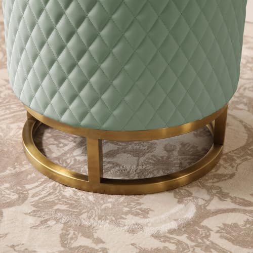 White Faux Leather Round Vanity Stool O523187