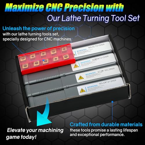 21Pcs 3/8'' 10mm Shank Carbide Turning Tool Set with 14Pcs Inserts W293330
