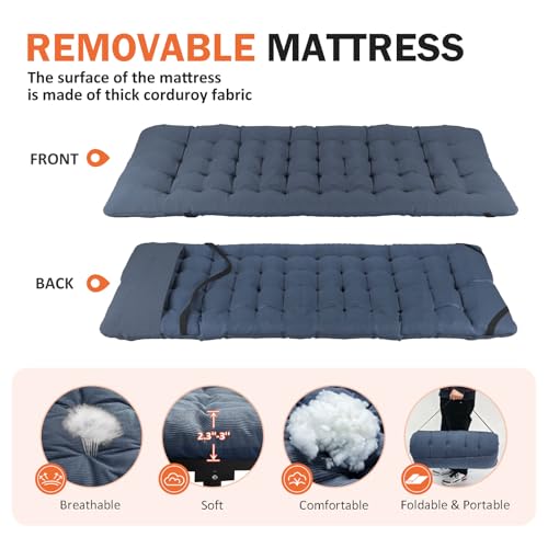 Camping Cot with Cushion Portable Folding Bed (Gray) C110