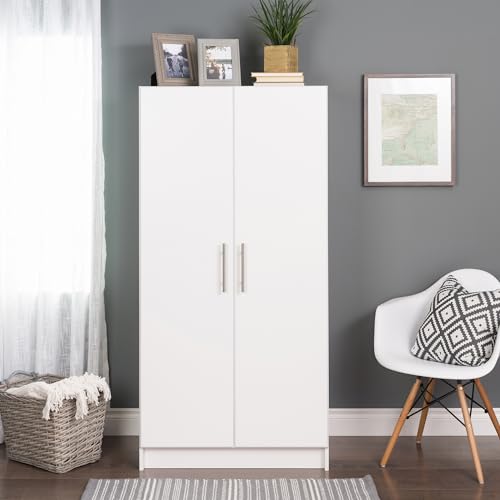 Gray 32" Storage Cabinet with Hanging Rail and Shelves E7002