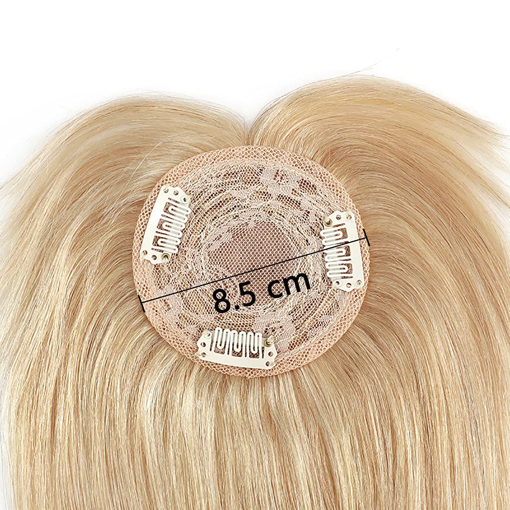 100% Real Human Hair Topper with Wispy Bangs Mono Base Crown Topper C41364
