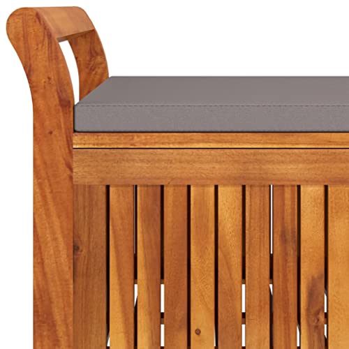 35.8" Solid Wood Acacia Outdoor Storage Bench with Seat Cushion J850
