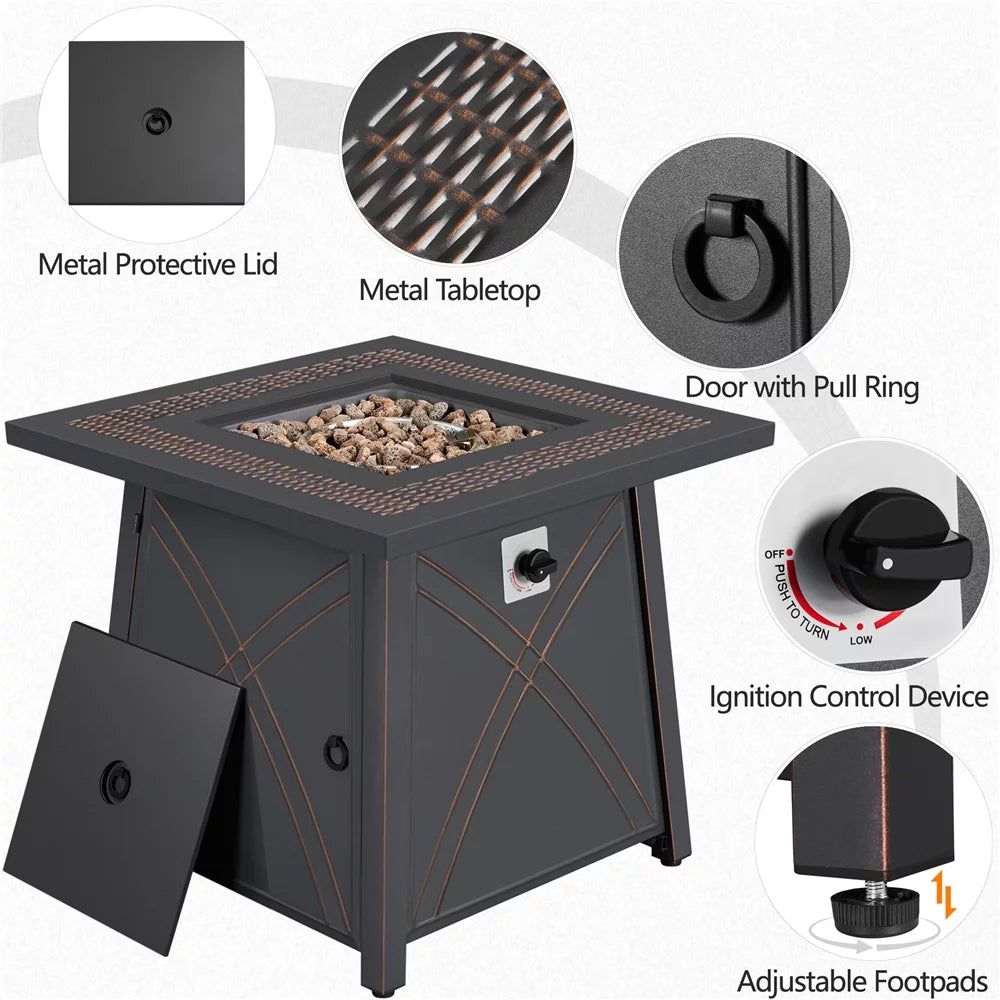 Copper Propane Fire Pit Table C555865