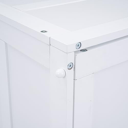 White Wood Queen Size Murphy Bed with Desk D7306
