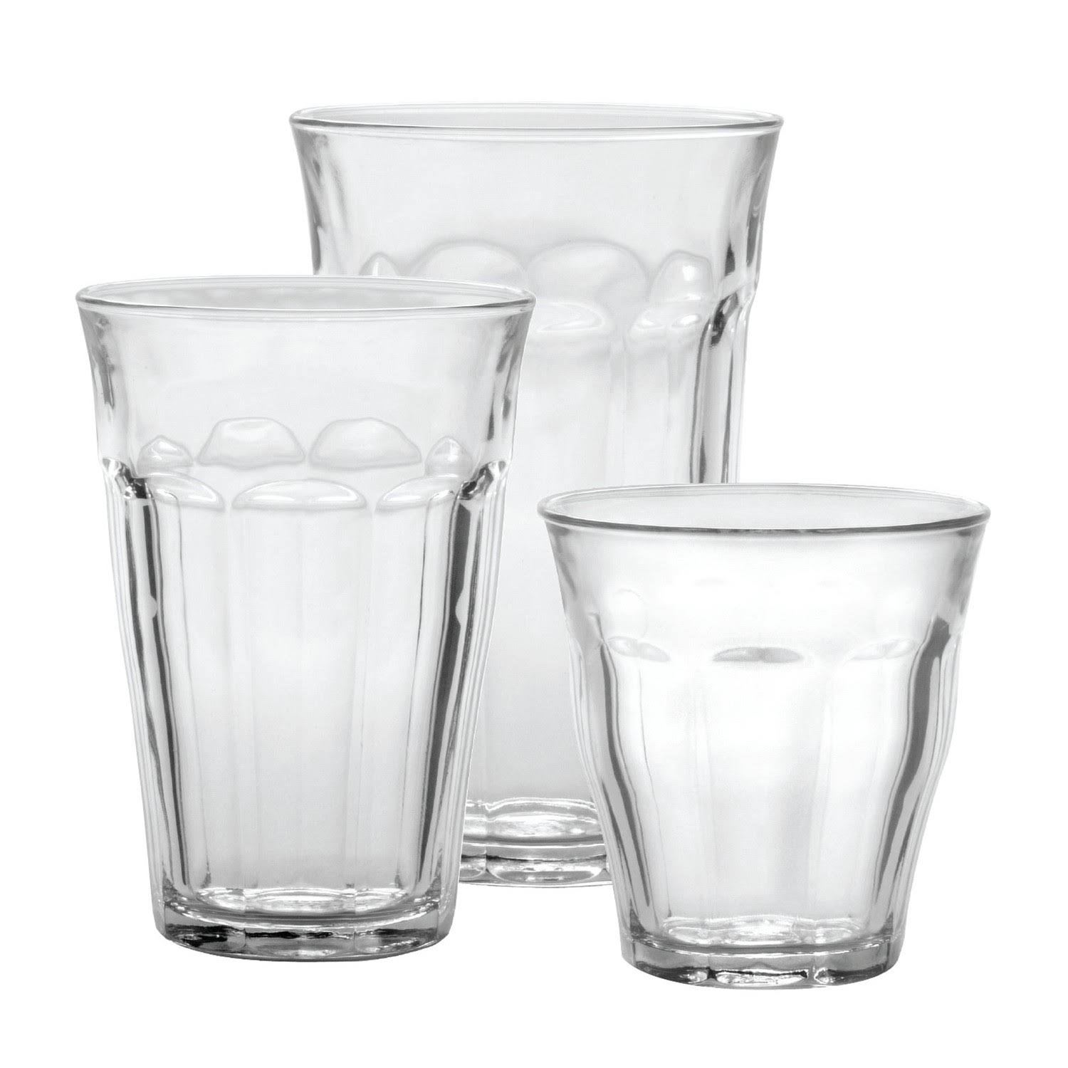 36 Piece Clear Tempered Glass Drinkware and Tumbler E555