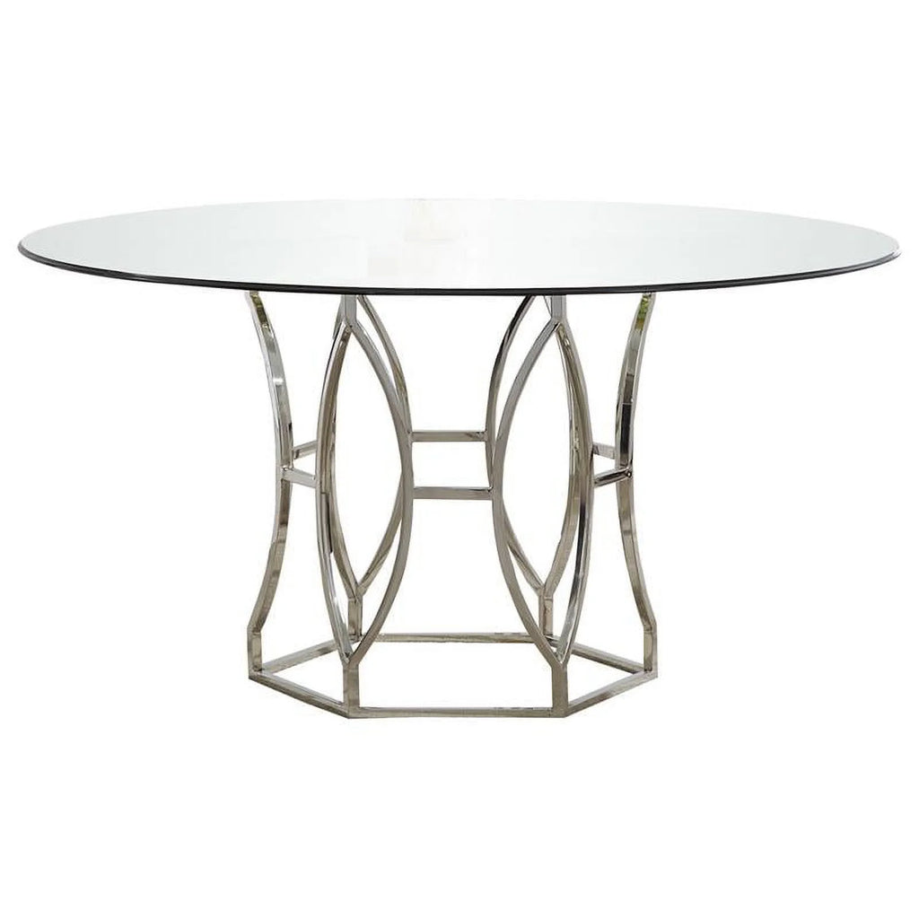 54" Stainless Steel Glass Round Dining Table T341697