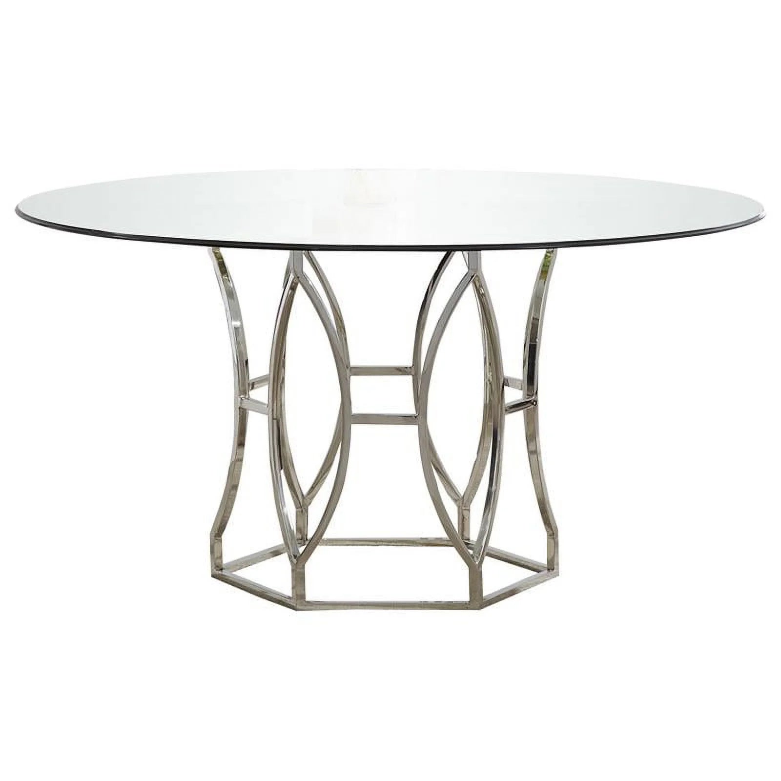 54" Stainless Steel Glass Round Dining Table T341697