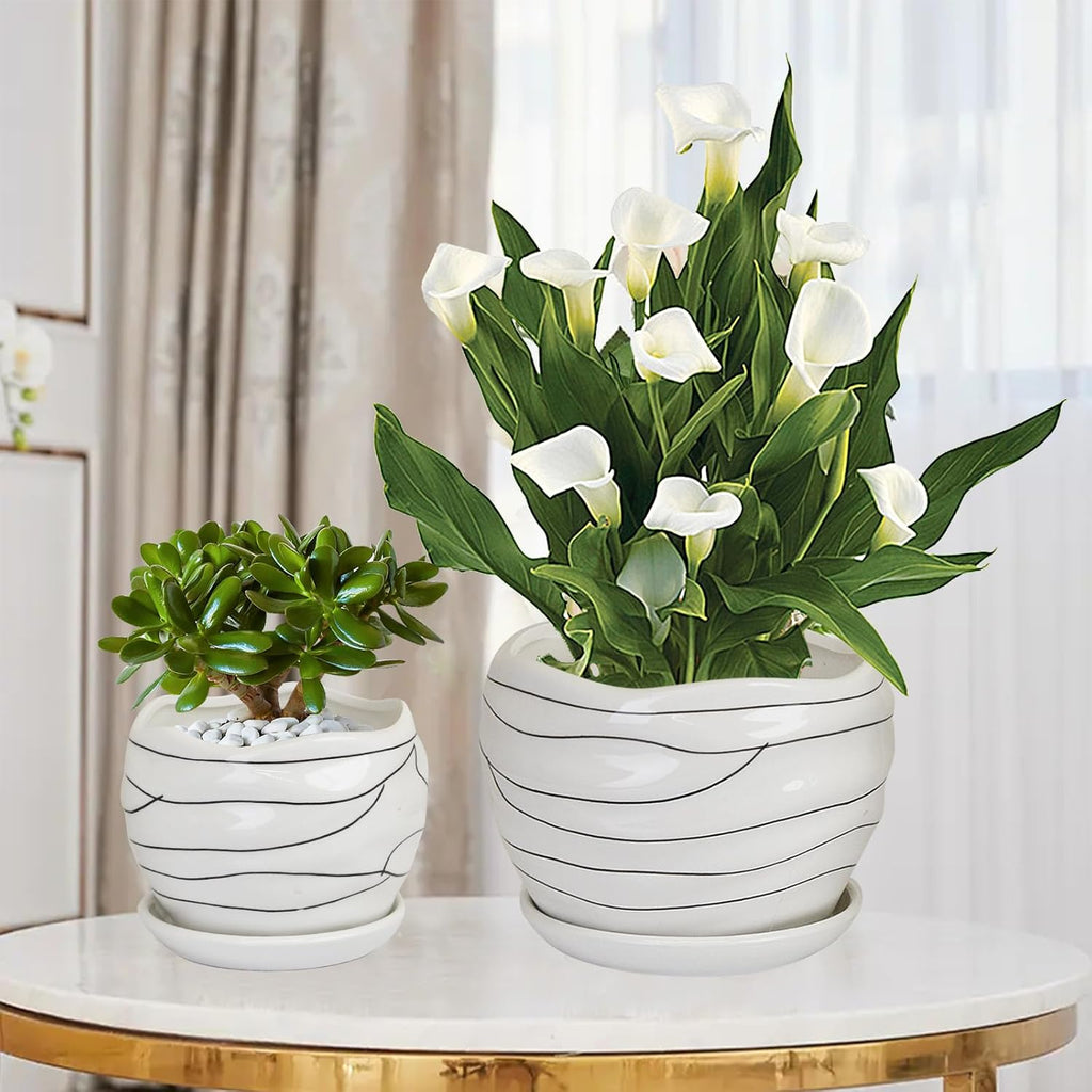 White Ceramic Planter Set, 3 Sizes S549