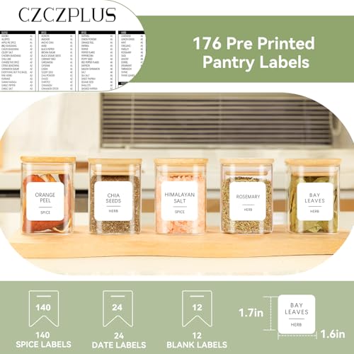 12 Pcs Glass Spice Jars with Bamboo Airtight Lids, 6 oz Spice Containers N795