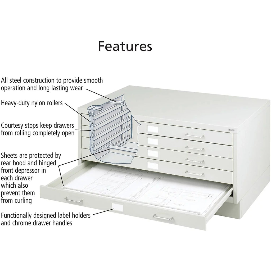 Light Gray 5 Drawer Metal Flat File Cabinet I187