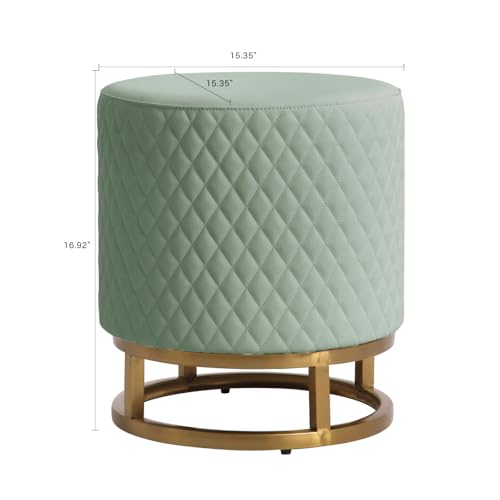 White Faux Leather Round Vanity Stool O523187
