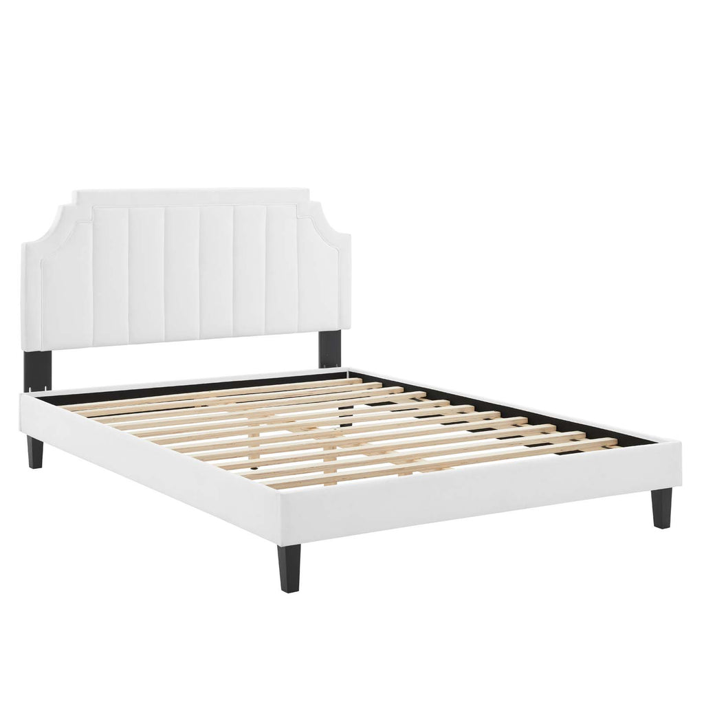 White Velvet King Platform Bed B82507