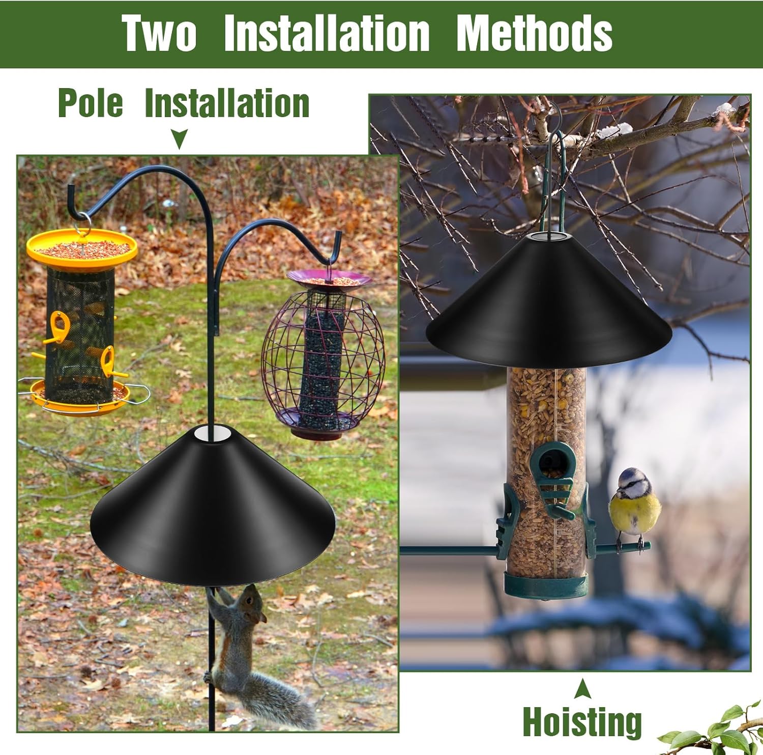 2 Pcs Metal Squirrel Baffle 12 Inch for Bird Feeder Pole X622