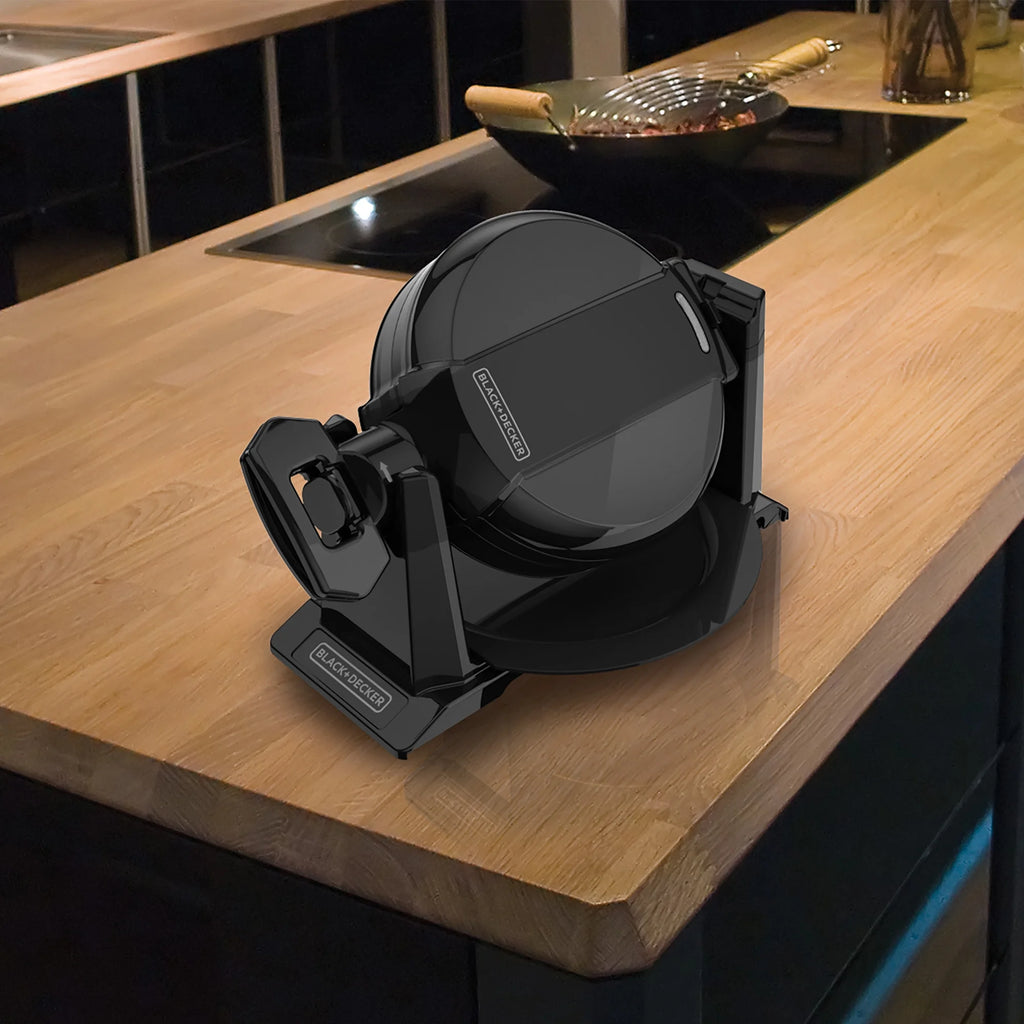 Black Rotating Waffle Maker with Dual Cooking Plates B764618