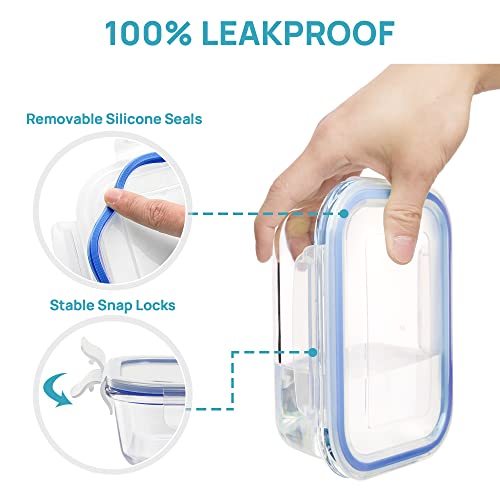 8 Pack Glass Meal Prep Container with Lids X337593