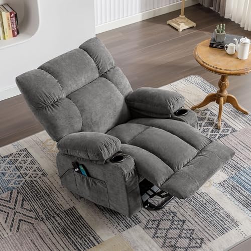Gray Power Lift Recliner Chair with Heat and Massage V23315