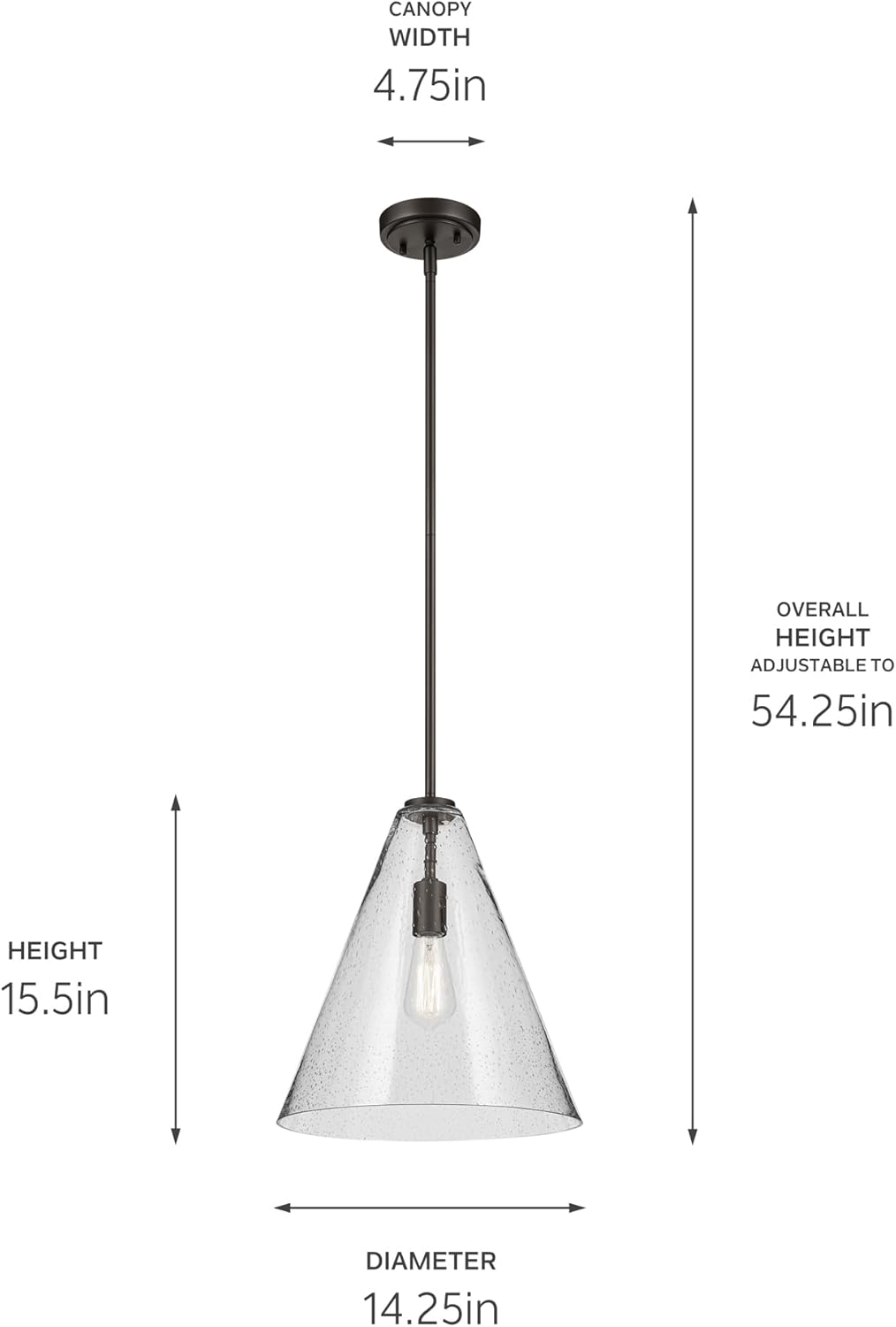15.5" 1-Light Cone Pendant with Clear Seeded Glass in Olde Bronze S54280