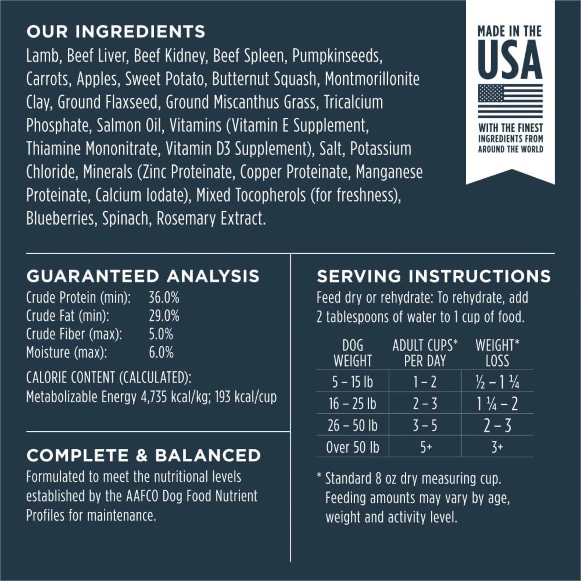 Freeze Dried Raw Grain Free Lamb Recipe Dog Food, 24 oz. Bag T964