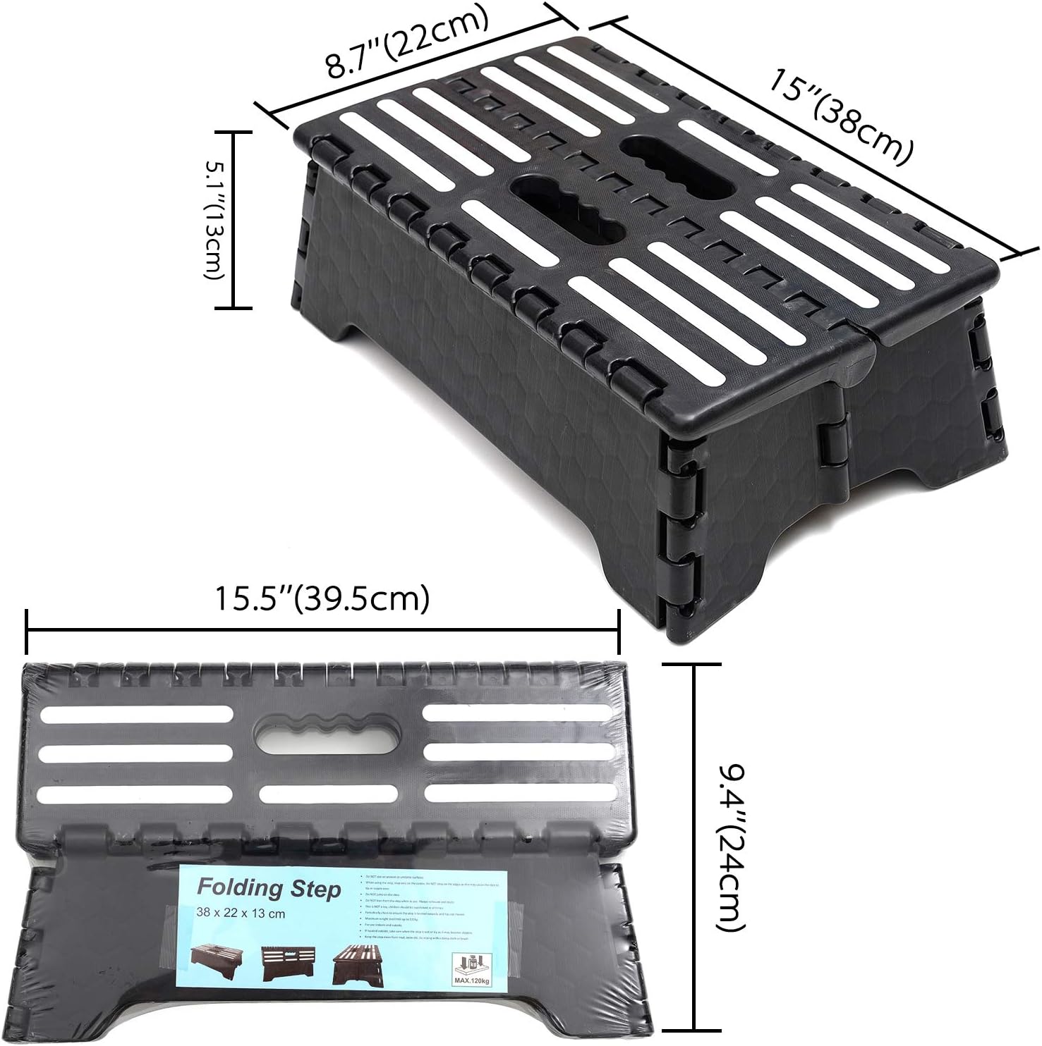 5 inch Lightweight Anti-Skid Folding Step Stool Black J805739