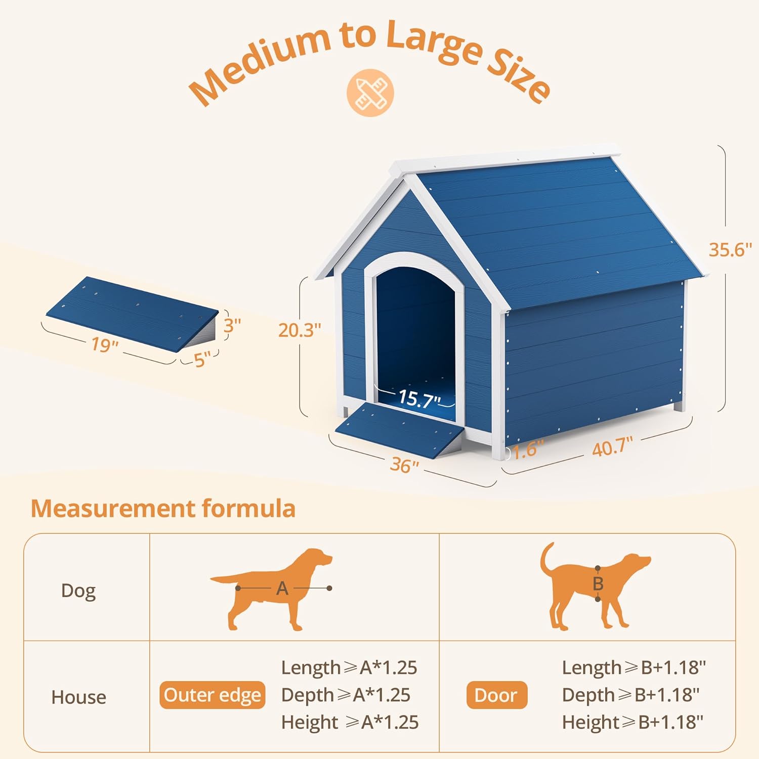 Navy Blue 40.7" Resin Dog House A75118