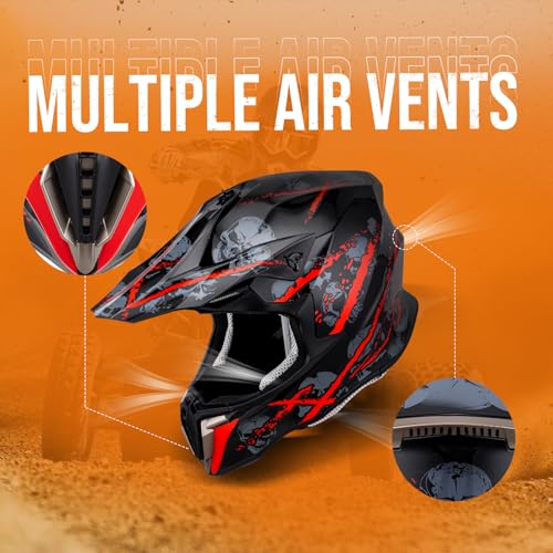 Adult ATV Dirt Bike Helmet Dual Visor with Gloves & Mask Adjustable Sun Visor Motorcycle Helmet A84592
