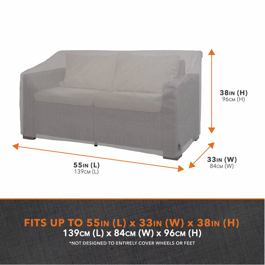 Granite Gray Waterproof Patio Loveseat Cover, 55"L x 33"W x 38"H M8317