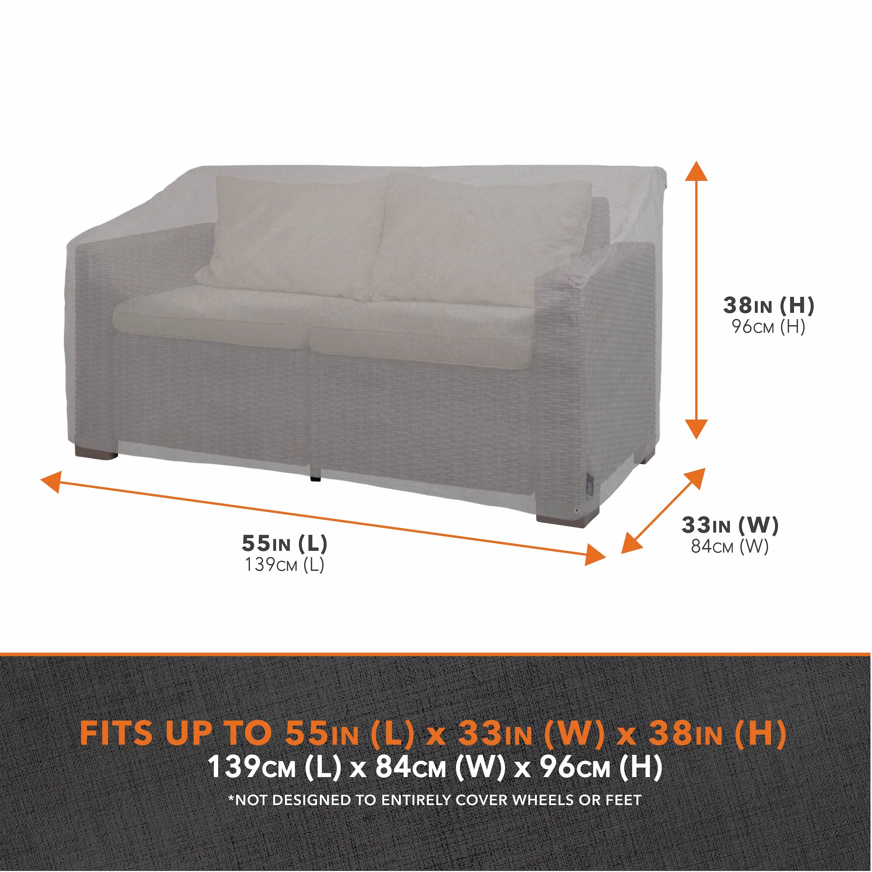 Granite Gray Waterproof Patio Loveseat Cover, 55"L x 33"W x 38"H M8317
