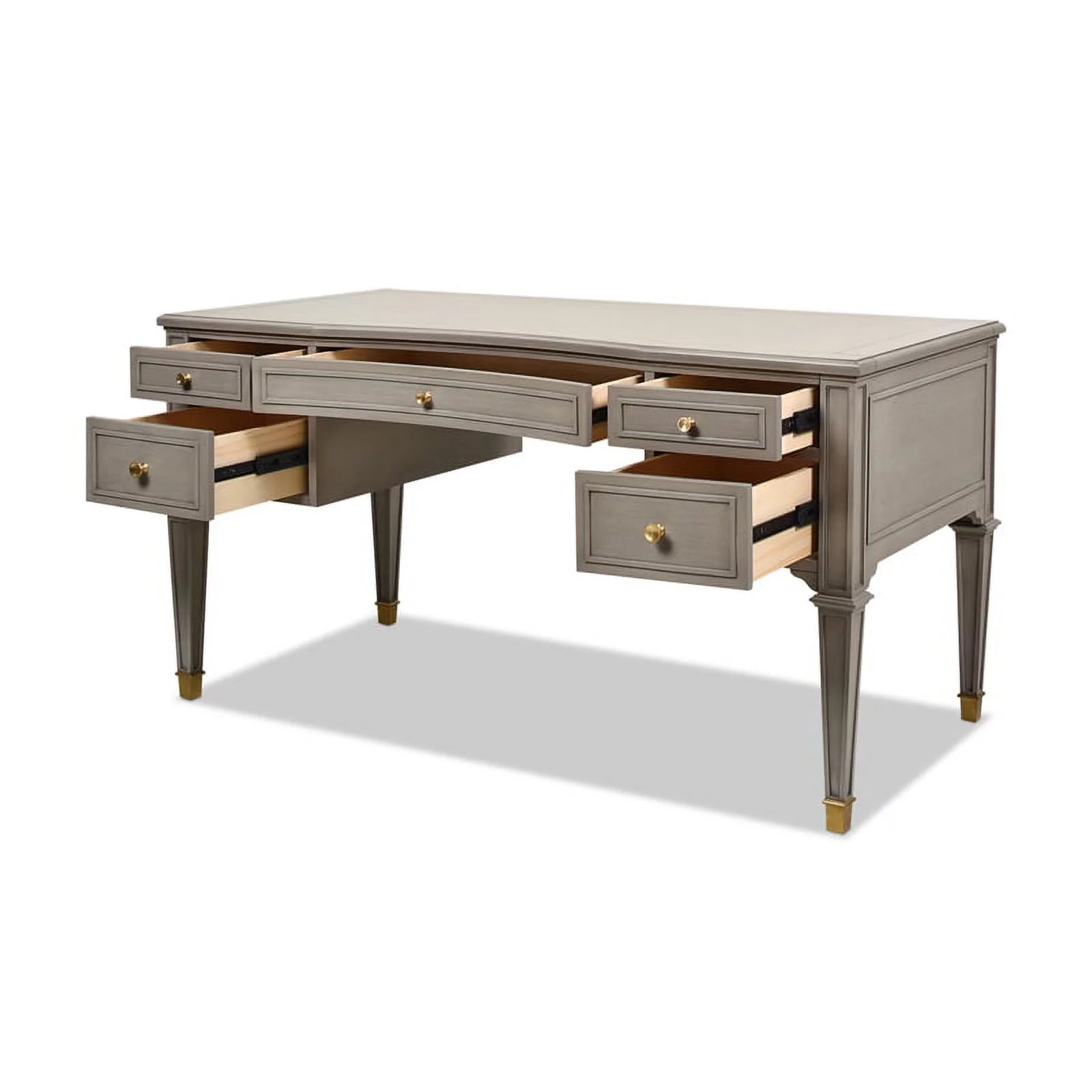 Gold Accent 5-Drawer Wood Desk Grey D389895
