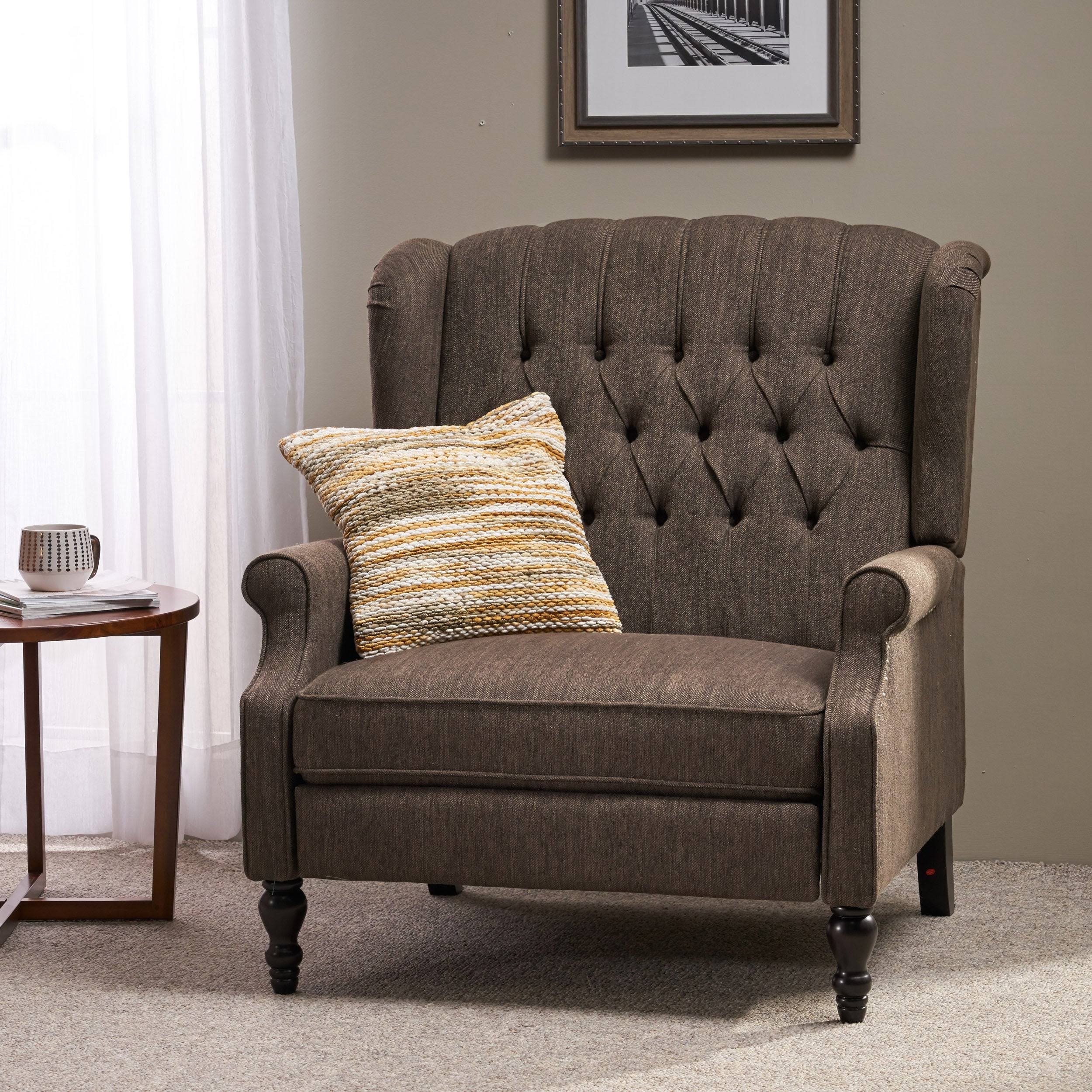 Oversized Tufted Fabric Push Back Recliner W8009