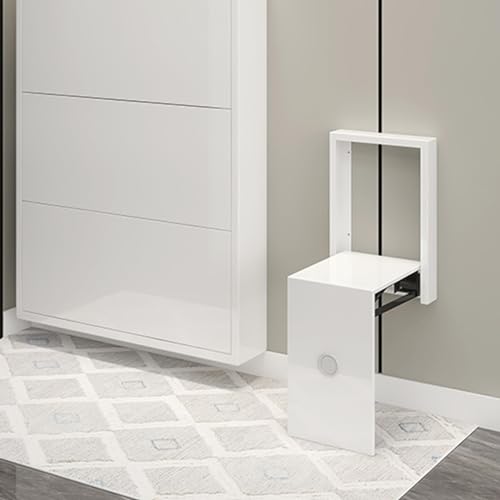 Slim Folding Shoe Changing Stool Wall Mounted Foldable Chairs Storable Entrance Chair W86045