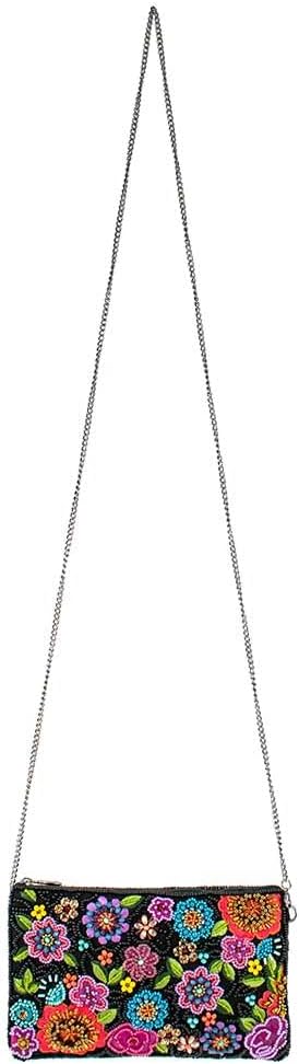 Multi Beaded Floral Crossbody Phone Bag W95121