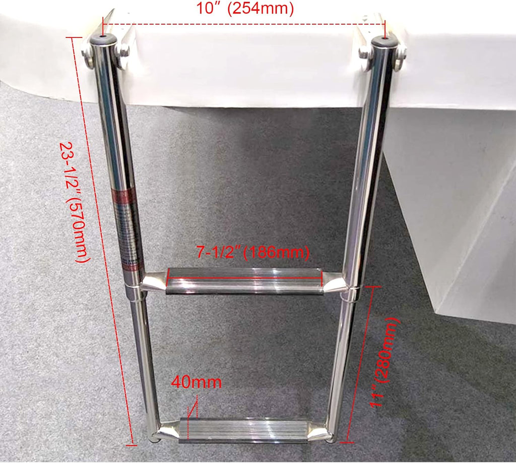 Telescoping 2 Step Stainless Steel Boat Drop Ladder Pack of 2 V1354